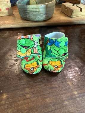 Teenage Mutant Ninja Turtles Baby Booties, Soft Sole Snap Shoes, Size 1